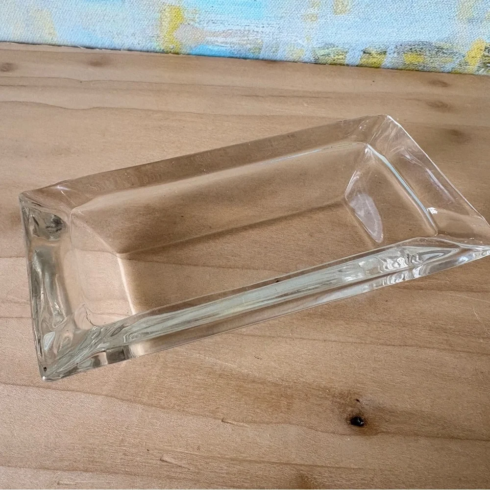 Vintage Clear Glass Vanity Trinket Tray